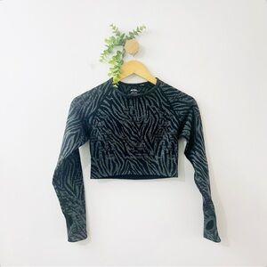 AYBL Cropped Long Sleeve Animal Print Workout Tank